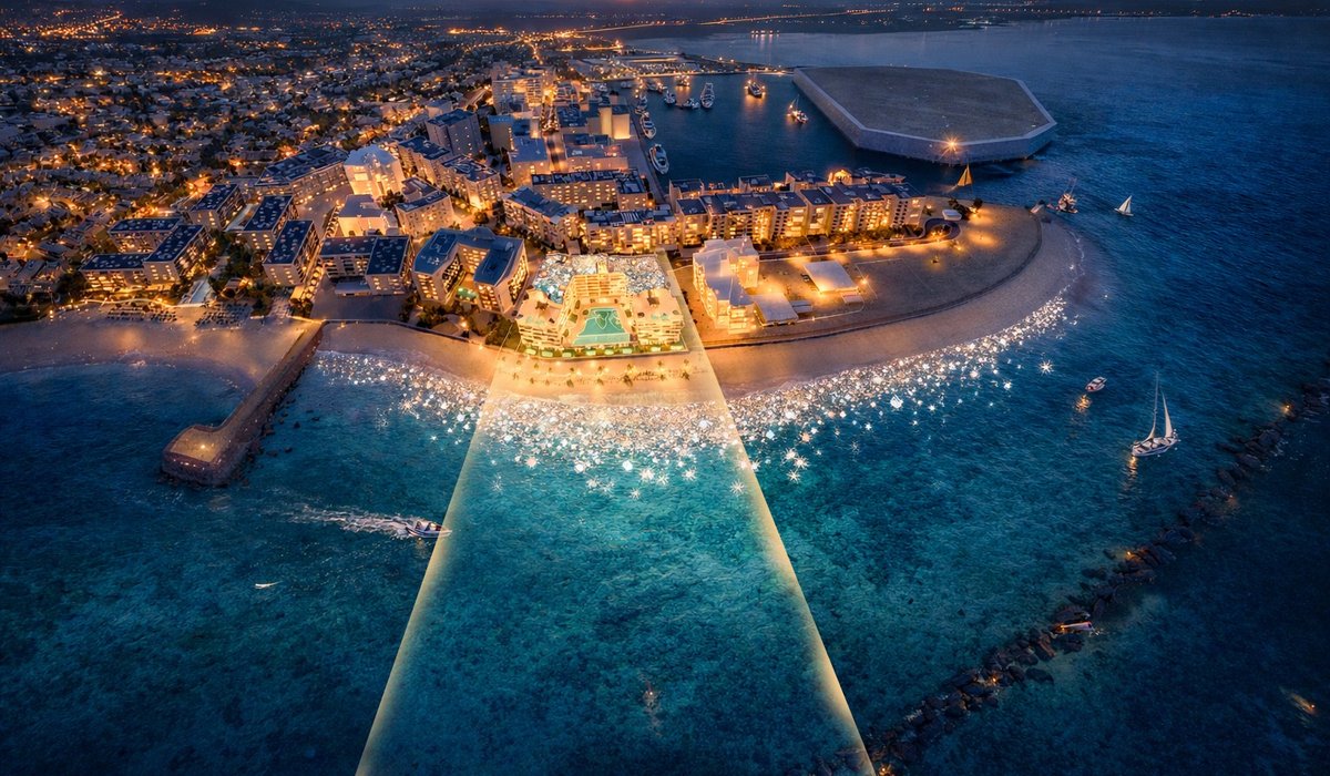 Al Mouj Muscat at night — marina and waterfront